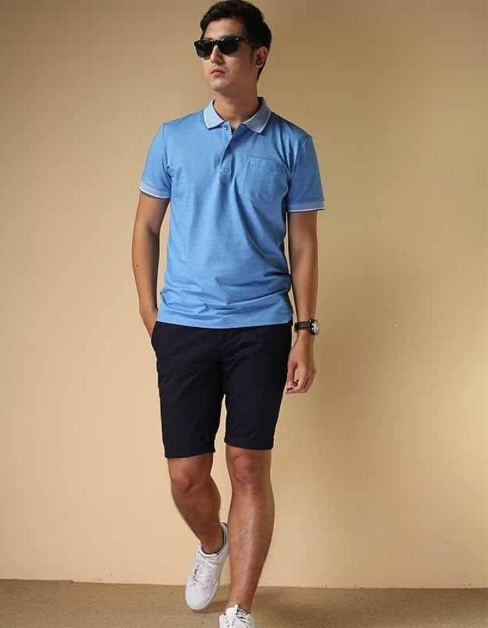 Áo polo - quần short jean thời trang và phong cách