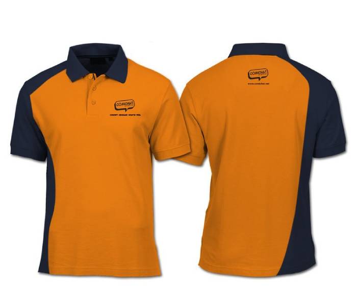 Áo polo đồng phục công ty màu cam đen đơn giản