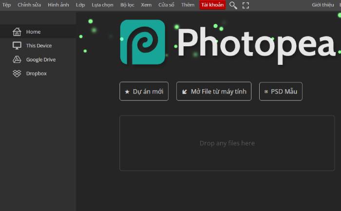 Trang web cung cấp công cụ photoshop Online