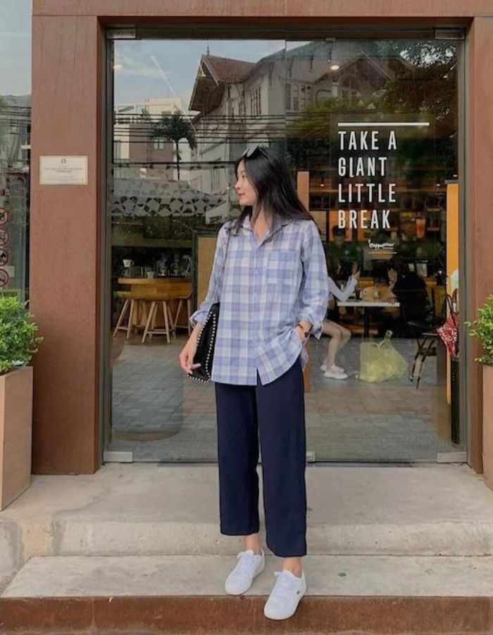 Kêt hợp quần ống rộng cho những nàng thích phong cách Hàn Quốc