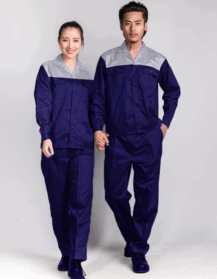 Áo đồng phục công nhân dài tay kết hợp với quần dài