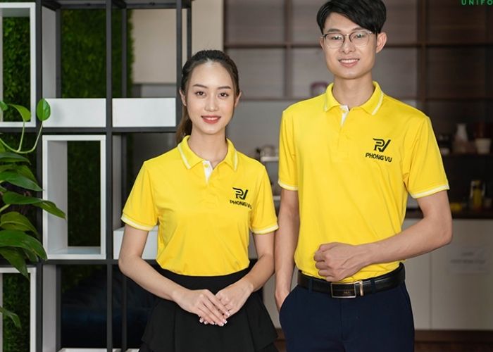 Màu áo đồng phục đẹp công ty màu vàng