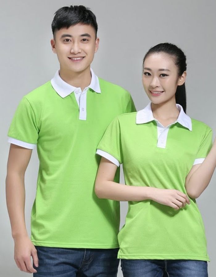 Màu áo đồng phục đẹp công ty màu xanh lá cây