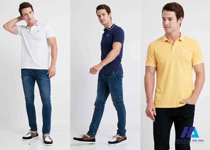 áo polo nam mặc với quần jeans tạo nên phong cách khỏe khoắn, trẻ trung và năng động