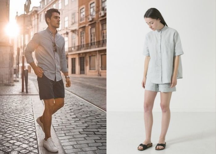 Sơ mi kết hợp quần short thích hợp cho cả nam và nữ vào mùa hè
