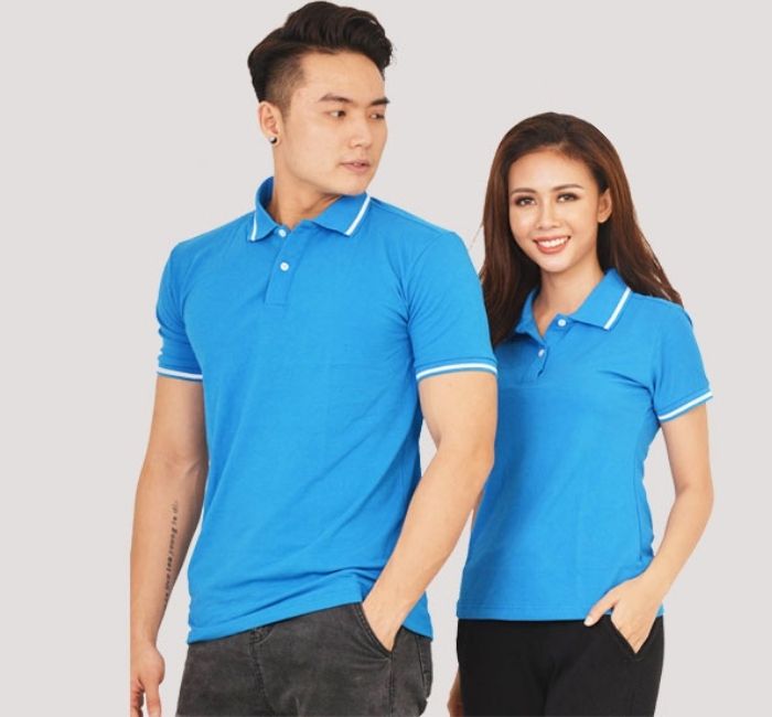 Mẫu áo phông đồng phục công ty với màu xanh tươi mát
