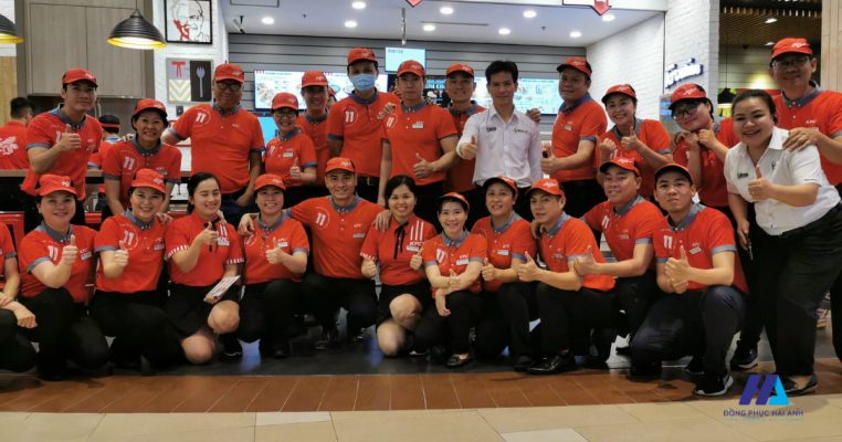 May đồng phục nhân viên KFC