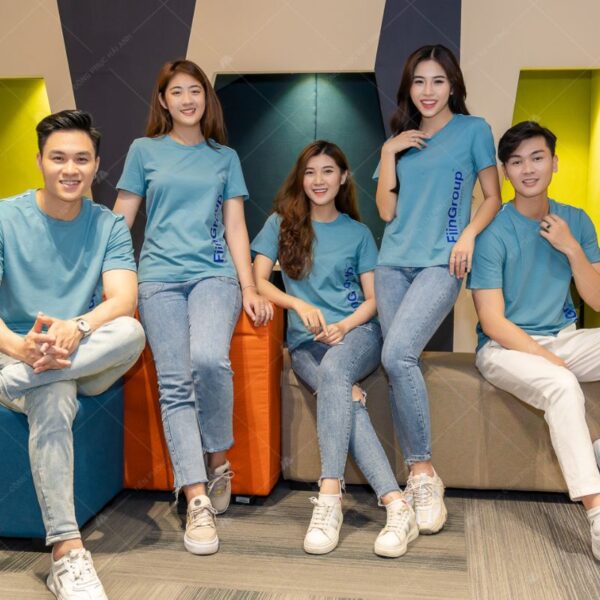 Sản phẩm áo thun đồng phục công ty đẹp FiinGroup xanh nhạt