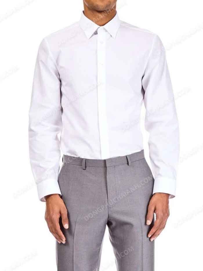 Đồng phục áo sơ mi nam công sở trắng hiện đại