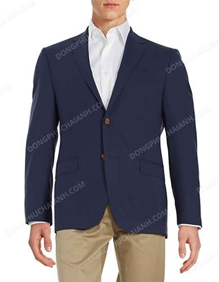 Đồng phục áo vest nam công sở dáng rộng xanh than