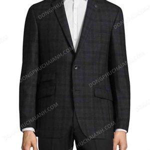 Đồng phục áo vest nam công sở caro đen xám