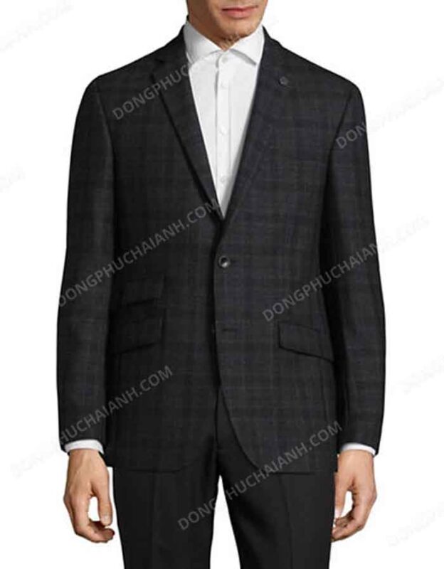 Đồng phục áo vest nam công sở caro đen xám