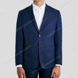 Đồng phục vest nam vải nhung màu xanh cao cấp