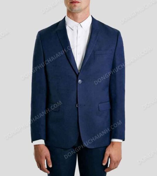 Đồng phục vest nam vải nhung màu xanh cao cấp