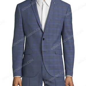 Đồng phục vest nam công sở kẻ caro xanh xám độc đáo