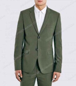 Đồng phục áo vest nam công sở xanh rêu cotton cao cấp