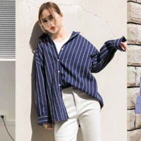 Top 10 thiết kế sơ mi sọc xanh nữ phong cách Hàn Quốc