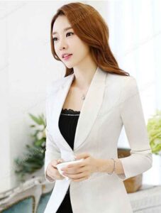 Đồng phục áo vest nữ công sở tay lỡ màu trắng
