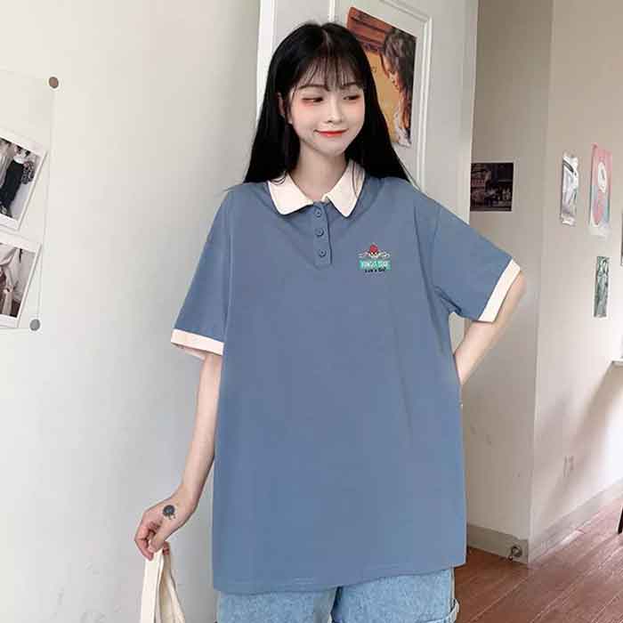 Mẫu áo polo xanh chất liệu vải cotton cao cấp