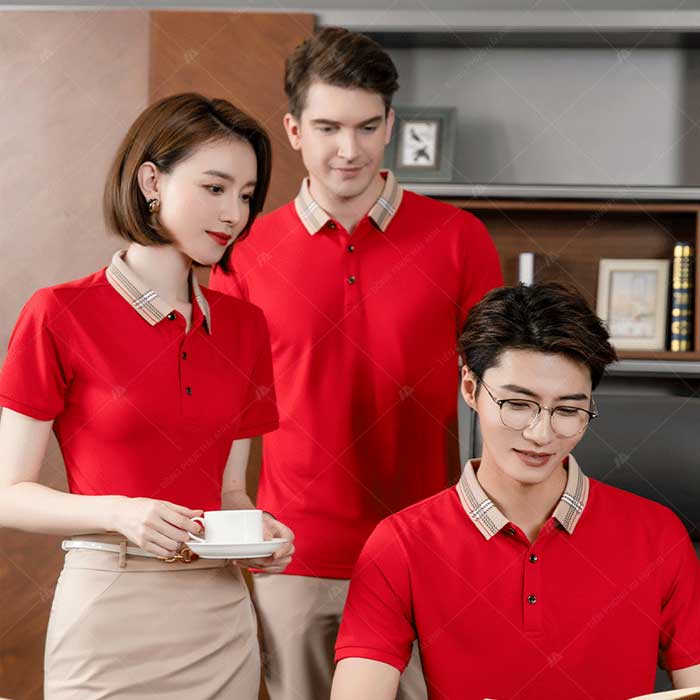 Đồng phục văn phòng polo đỏ chất vải lacoste