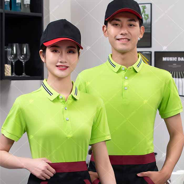 Trang phục polo nhân viên phục vụ xanh lá