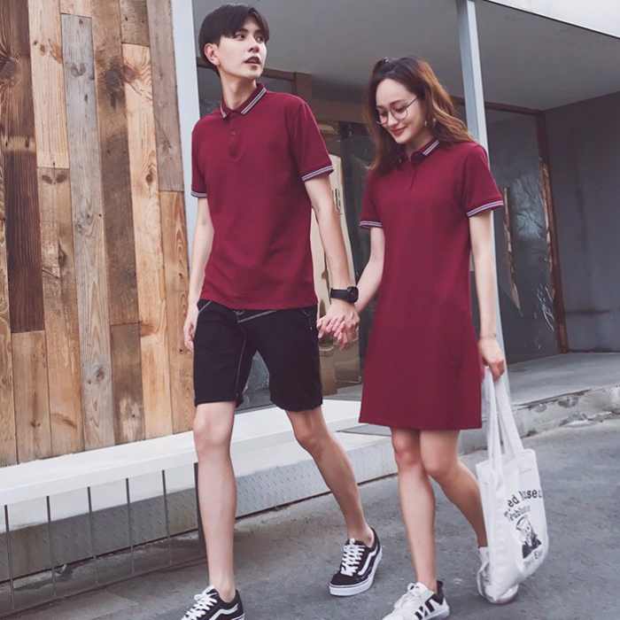 Set áo váy màu mận đỏ phong cách Hàn Quốc trẻ trung