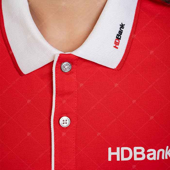 Áo polo màu đỏ đồng phục ngân hàng HD Bank