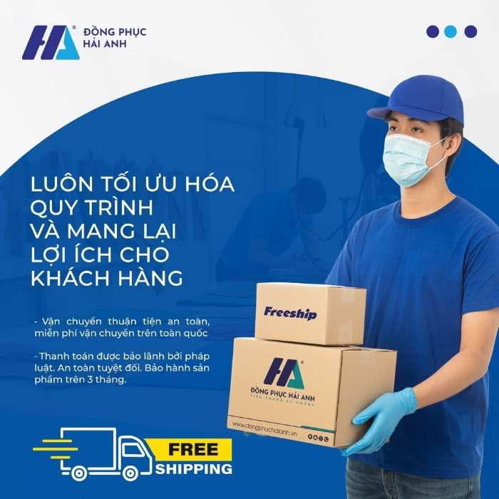 Miễn phí vận chuyển khi đặt may áo đồng phục giá rẻ TPHCM tại Hải Anh