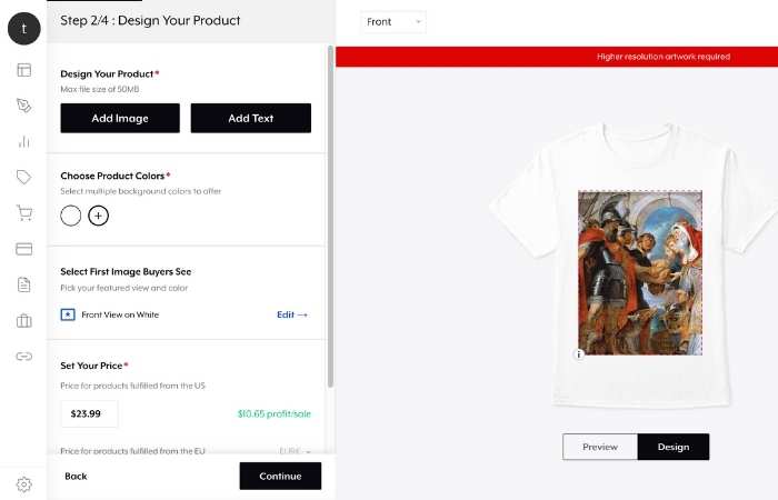 Teespring hỗ trợ thiết kế áo T-shirt tiện lợi