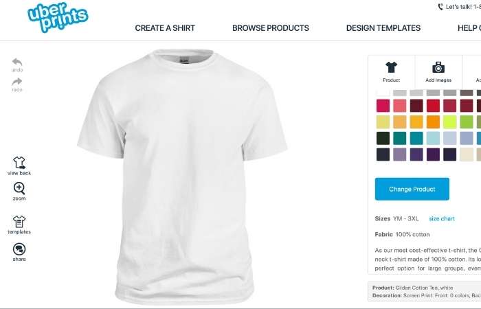 Trang web Uberprint thiết kế áo T-shirt đơn giản, tiện lợi