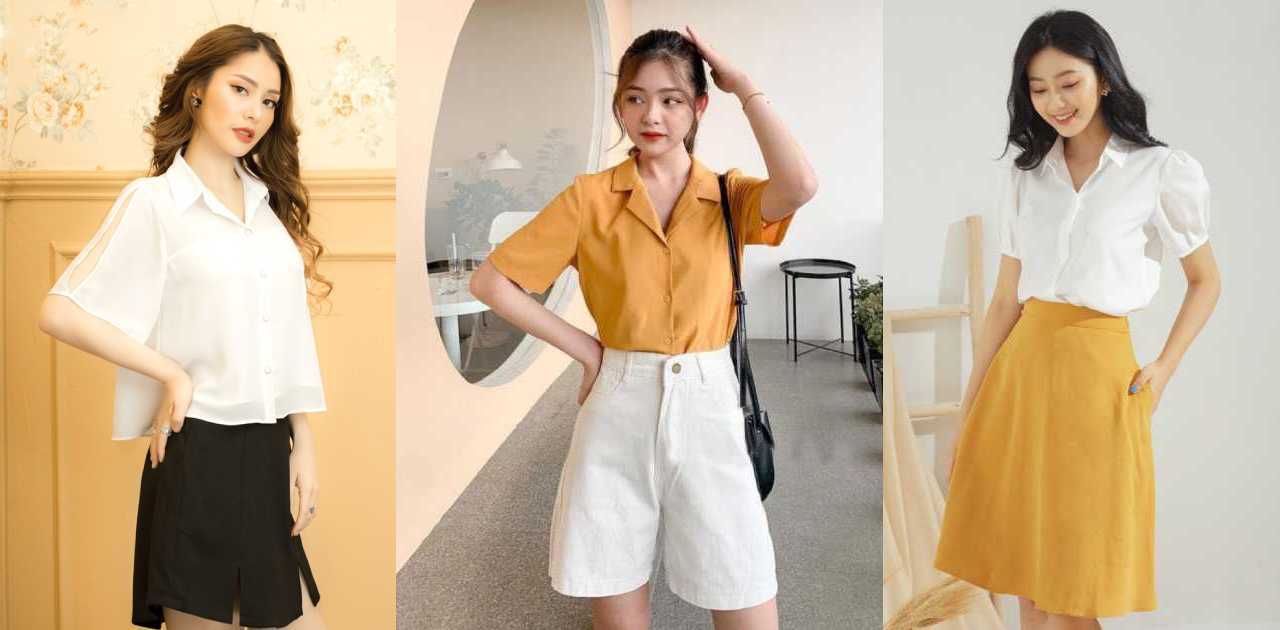 101 Kiểu áo sơ mi nữ tay ngắn form rộng cá tính, hot trend