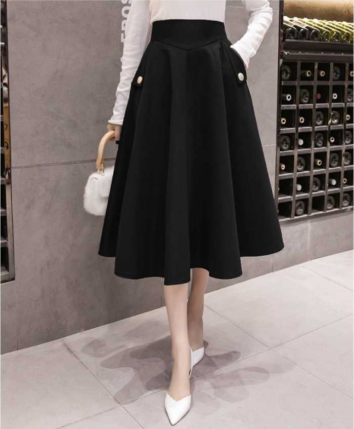 Chân váy lâu năm với túi black color phối áo co dãn Trắng lâu năm tay 