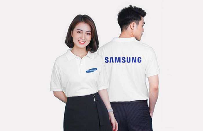 Áo thun đồng phục Samsung được nhà may Kiều Oanh sản xuất từ vải cotton cao cấp