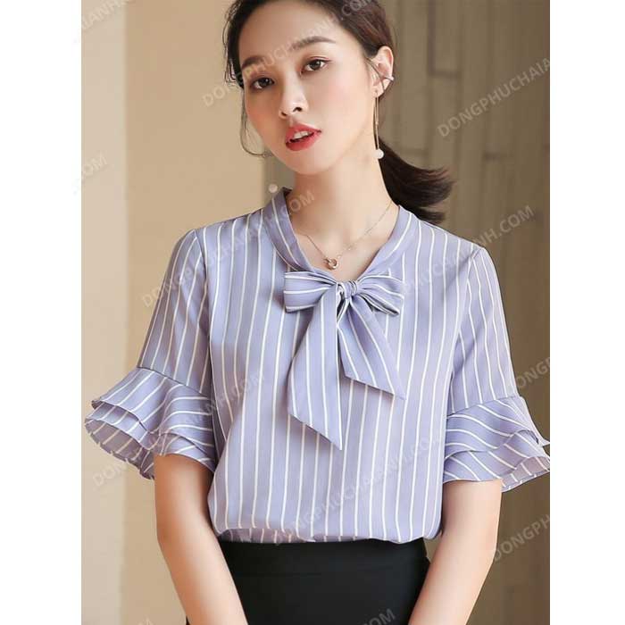 Áo Sơ Mi Nữ Công Sở Cộc Tay NK Fashion Thiết Kế Cổ Đức Trơn Màu,