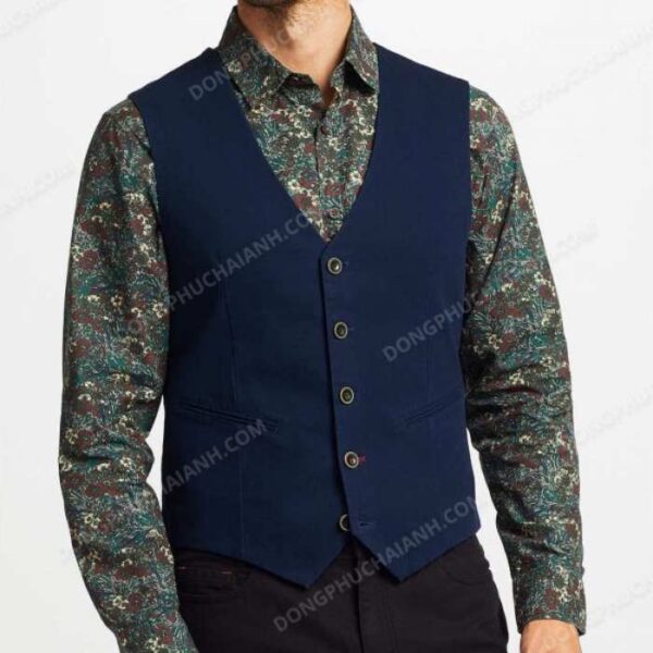 Áo gile nam màu xanh than được thiết kế bởi Đồng phục Hải Anh