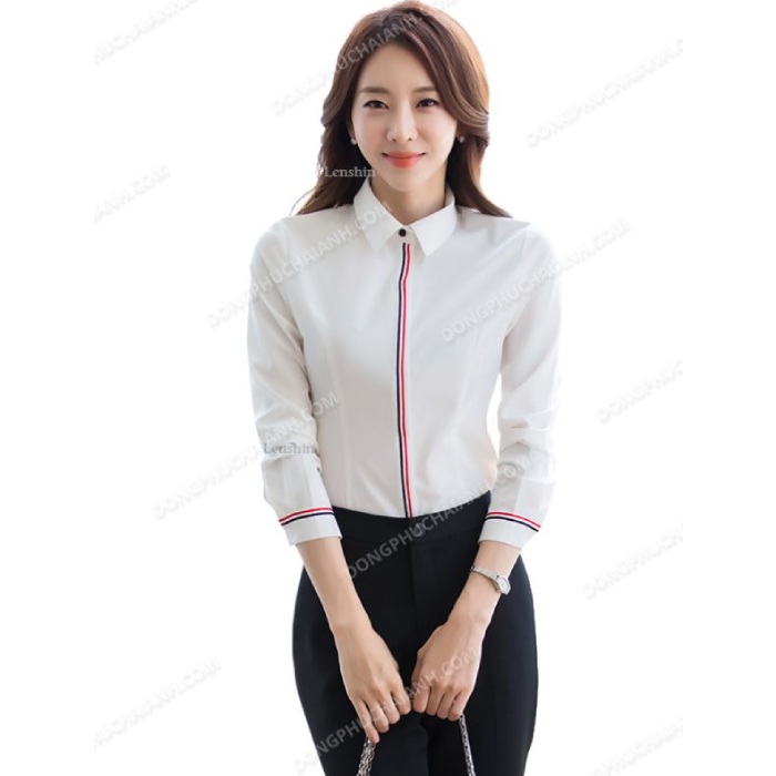 Mẫu áo sơ mi đồng phục công sở phong cách Hàn Quốc trẻ trung