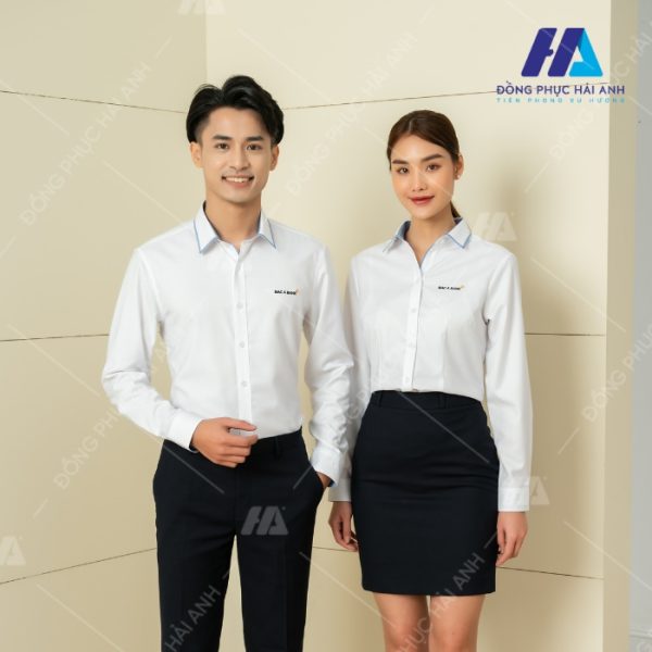 mẫu áo sơ mi đồng phục màu trắng dài tay Bắc Á Bank