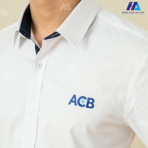 mẫu áo sơ mi đồng phục ngắn tay màu trắng ngắn tay ACB