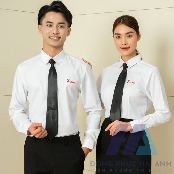 Mẫu Áo Sơ Mi Đồng Phục Màu Trắng Dài Tay - XHome - Hình 1
