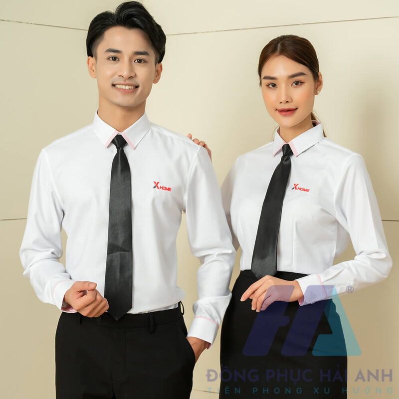 Mẫu Áo Sơ Mi Đồng Phục Màu Trắng Dài Tay - XHome - Hình 1