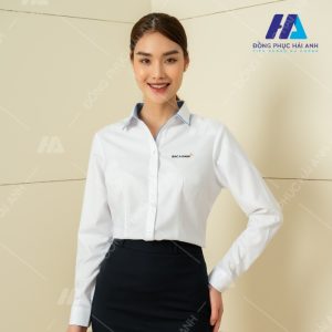 mẫu áo sơ mi nữ đồng phục màu trắng dài tay Bắc Á Bank