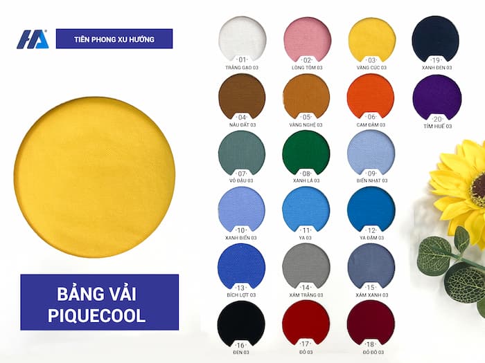 Bảng màu áo chất liệu Pique Cool cho đồng phục áo thun, Áo Polo_ Đồng phục Hải Anh