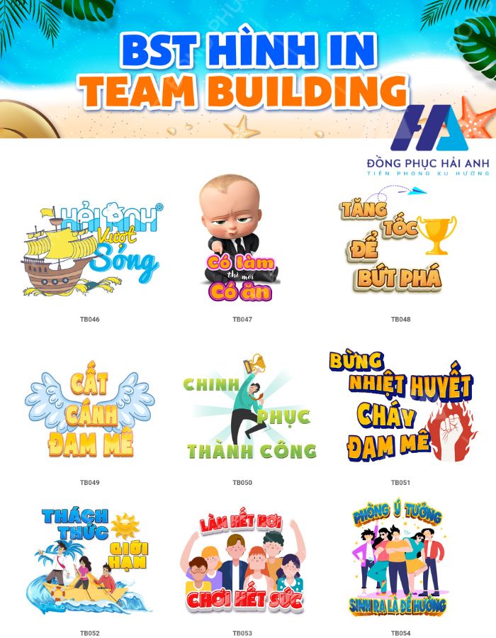 Bộ sưu tập hình in Logo Team Building du lịch - Đồng phục Hải Anh