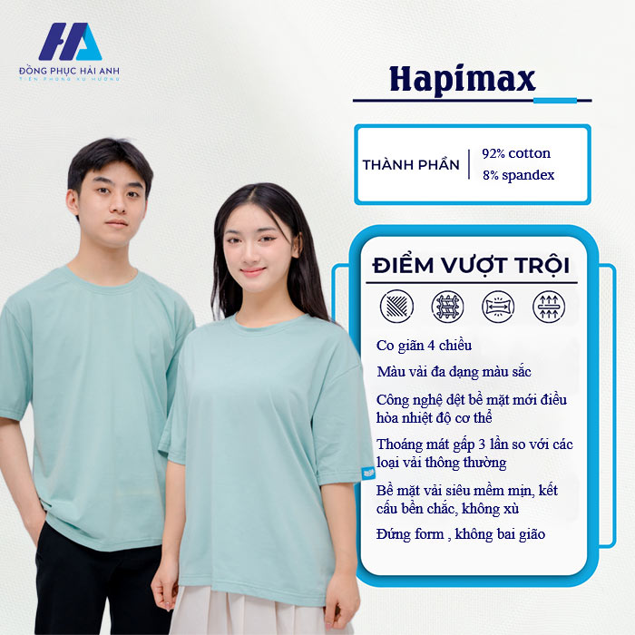Chất liệu vải Cotton hapimax là lựa chọn ưa thích của khách hàng tại Đồng phục Hải Anh