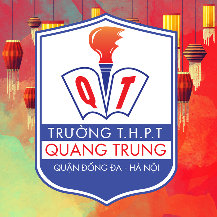 Logo đồng phục THPT Quang Trung Đống Đa với thiết kế dạng hình khiên 