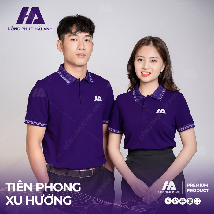 Mẫu áo thun đồng phục năng động trẻ trung màu tím