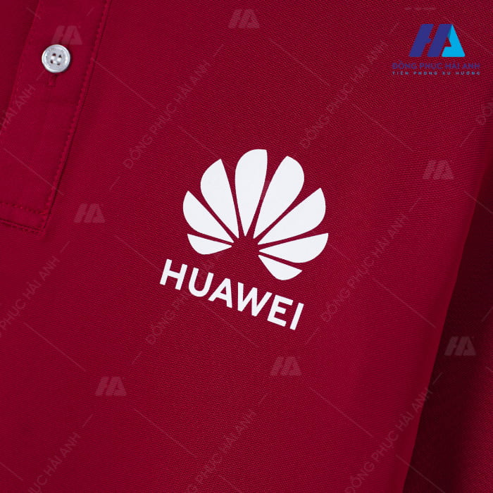 Mẫu áo đồng phục dài tay công ty Huawei với phần logo in nổi bật 
