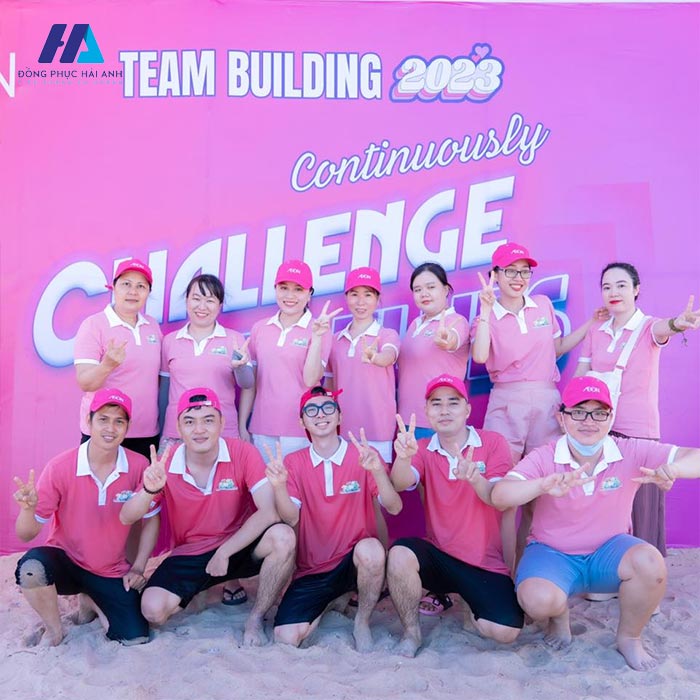 Đồng phục team building aeon được công ty sử dụng trong các sự kiện dã ngoại tập thể