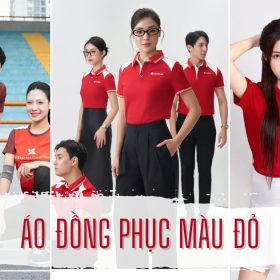 áo đồng phục màu đỏ- đồng phục Hải Anh