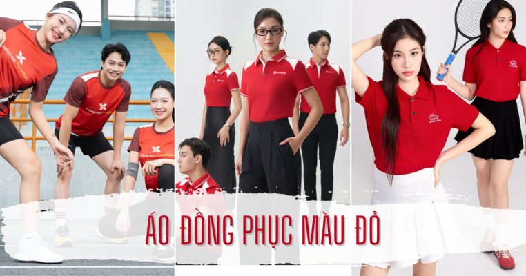 áo đồng phục màu đỏ- đồng phục Hải Anh